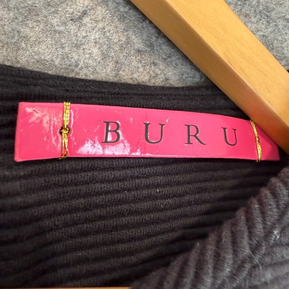 BURU Puff Sleeve Sweater Blouse Womens XS Ribbed Relaxed Cropped Designer USA - Picture 3 of 10